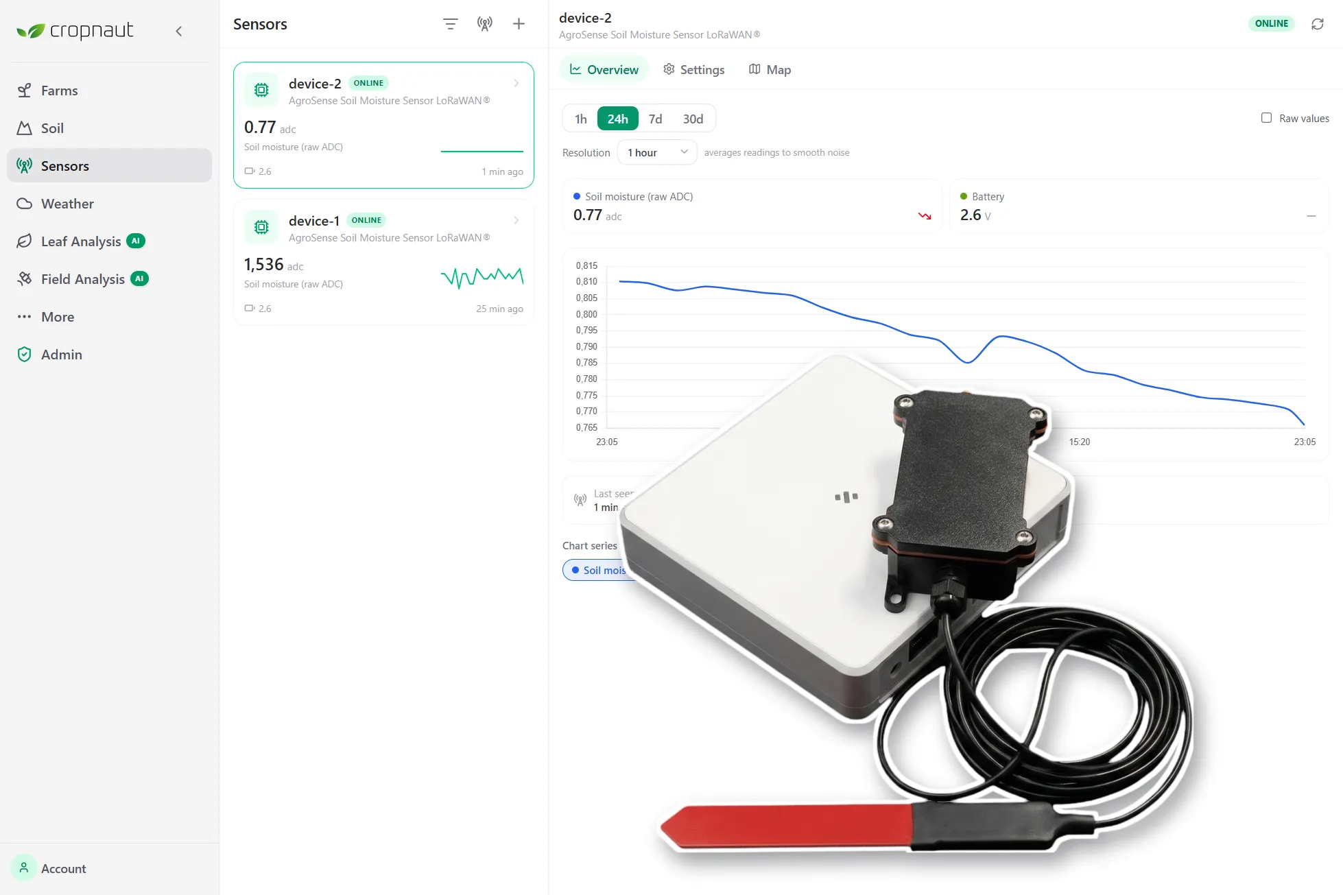Screenshot — sensor dashboard or sensor setup
